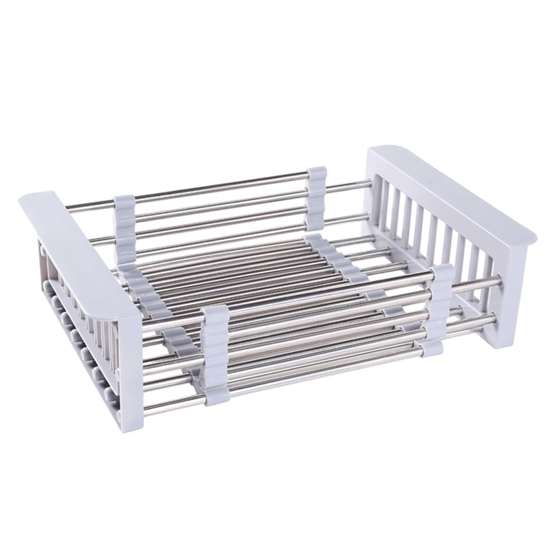 Coș de Scurgere Retractabil din Inox pentru Chiuvetă — Gri