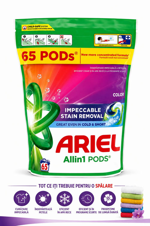 Detergent de rufe capsule Ariel All in One PODS,195 spălări(3pachete×65spălări