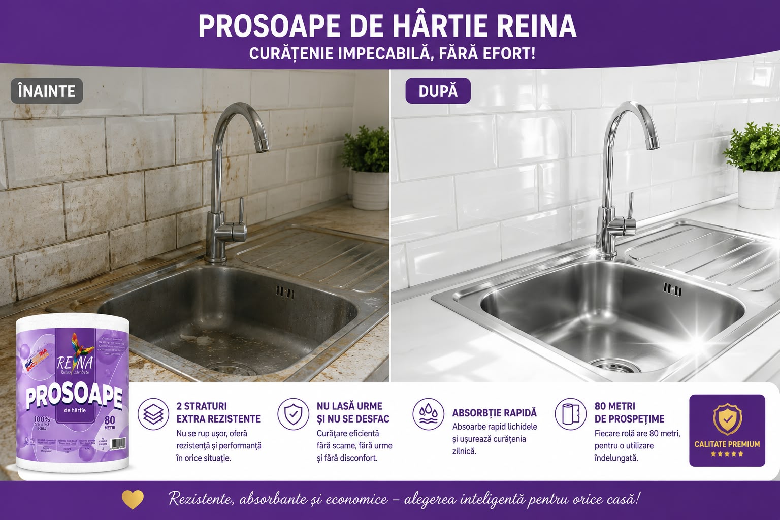 Set 6 Role Prosoape de Hârtie REINA Bucovina – Ultra Rezistente, 2 Straturi