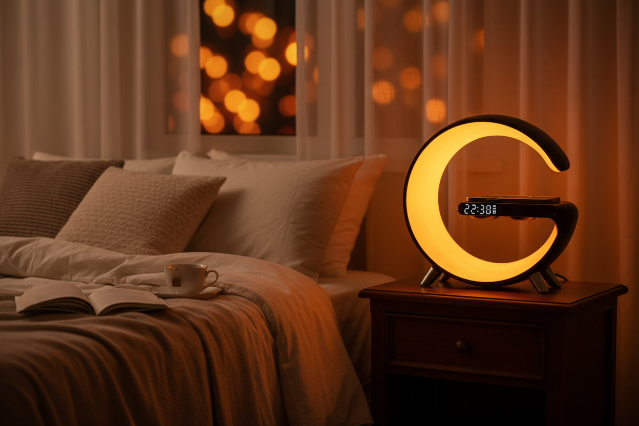 G Shaped LED Lamp - Banner Culori Calde