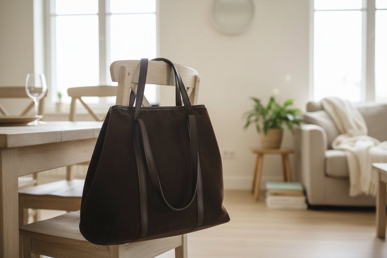 Geantă Tote Suede Maro - Acasă