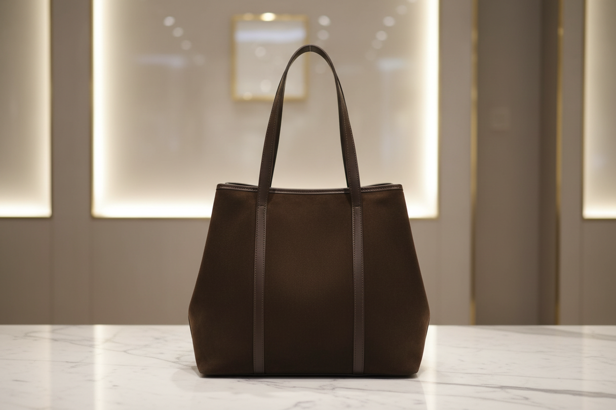 Geantă Tote Suede Maro Închis - Studio